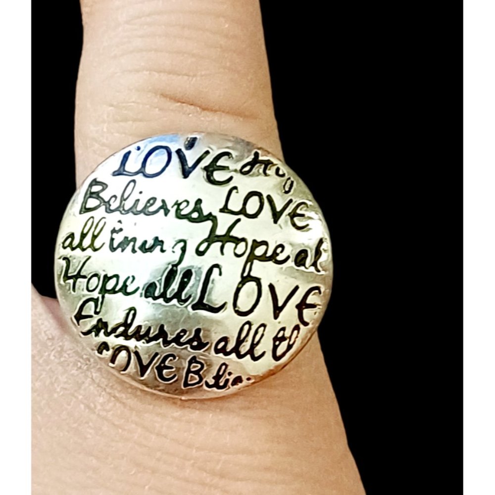 925 Sterling Silver Inspirational Message 20mm Round Coin Ring Size 6
